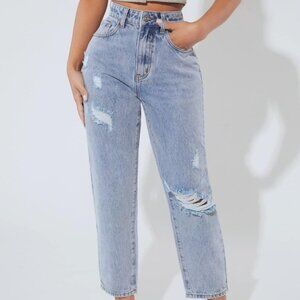 PETITE Distressed Light Blue Jeans